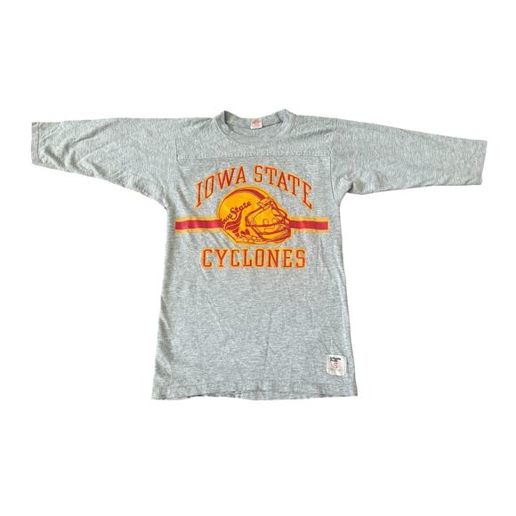 Vintage 80s Iowa State Football 3/4 Sleeve Collegiate Pacific Mens Small Shirt - Picture 1 of 9